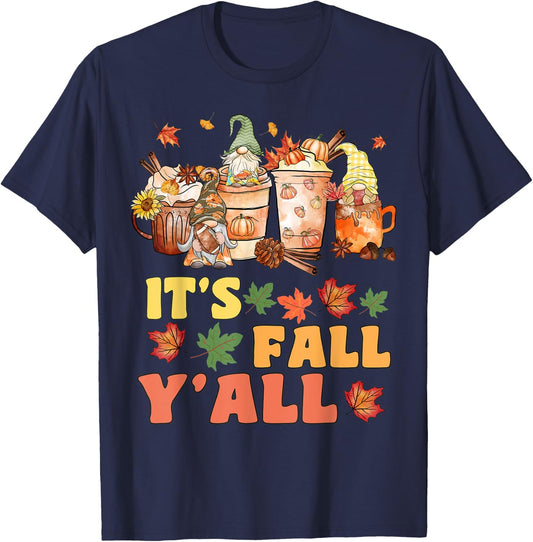 It's Fall Y'all Football Gnome Happy Fall Y’all Women Kids T-Shirt - T-Shirt | Navy