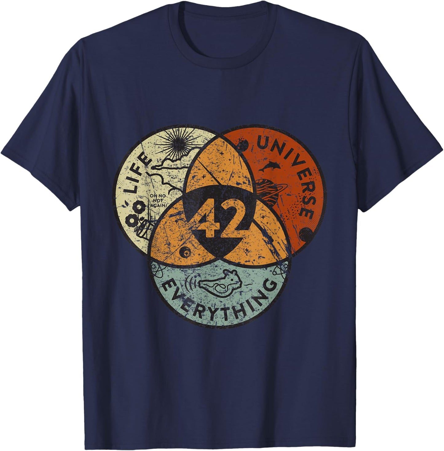 Venn Diagram Life The Universe And Everything - 42 Life T-Shirt - T-Shirt | Navy
