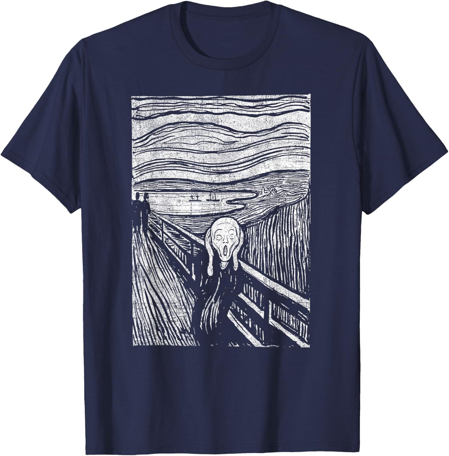 The Scream Famous Art by Munch Artist Painting Vintage T-Shirt - T-Shirt | Navy