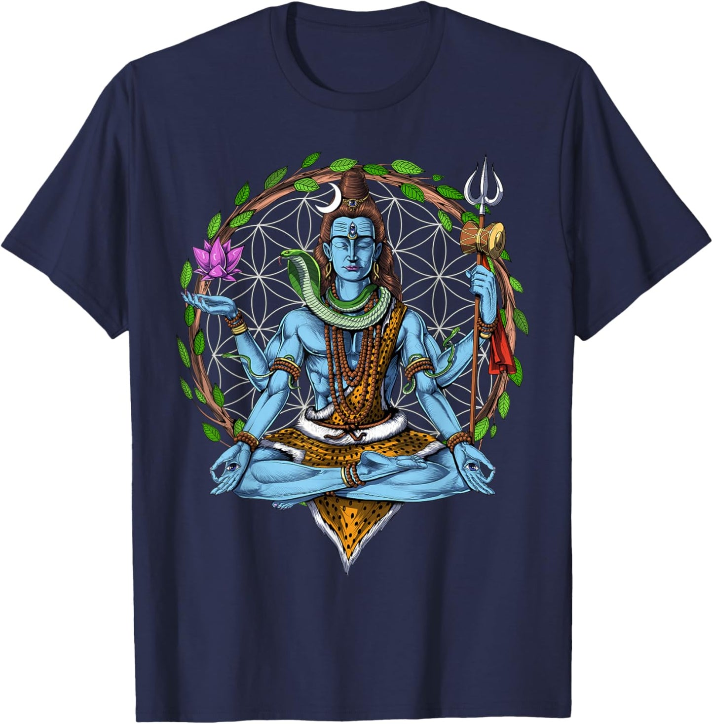 Shiva Hindu God Meditation Zen Yoga Hinduism Spiritual T-Shirt - T-Shirt | Navy