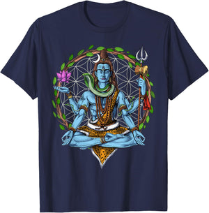 Shiva Hindu God Meditation Zen Yoga Hinduism Spiritual T-Shirt - T-Shirt | Navy