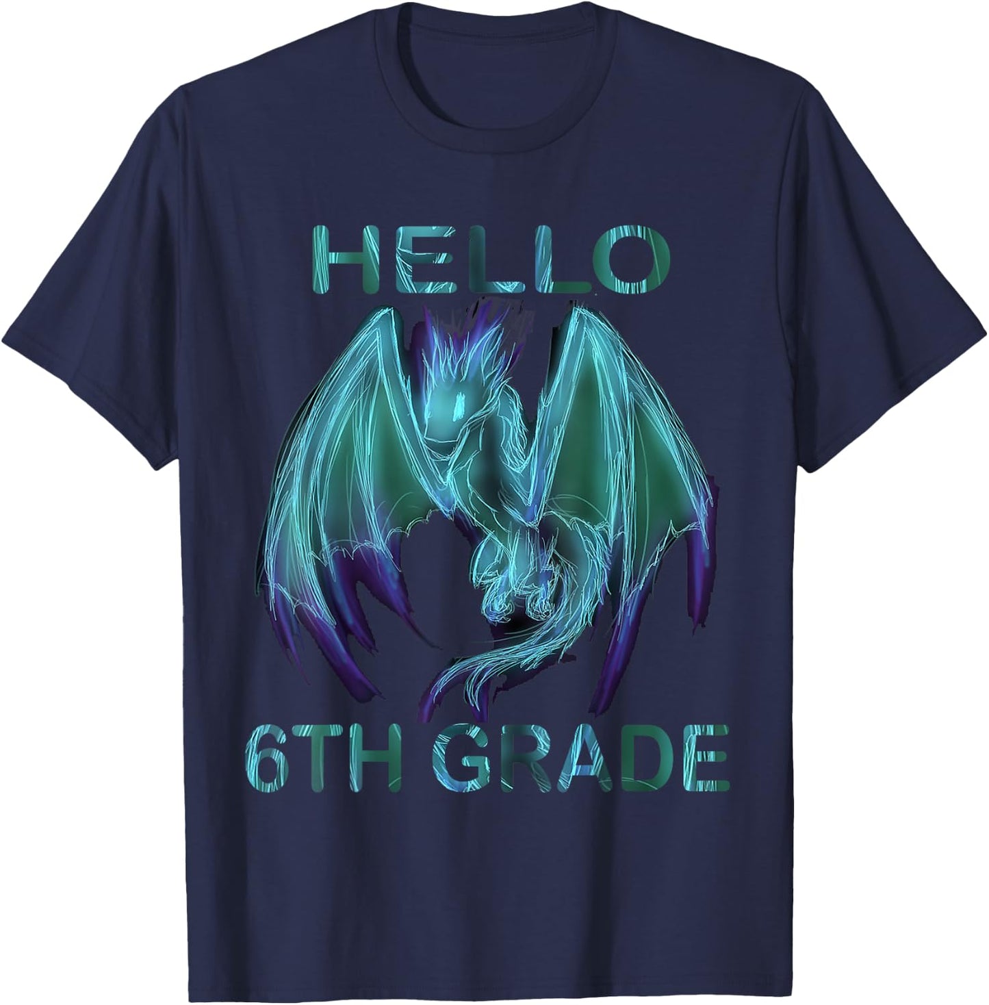Hello 6th Grade Dragon T-Shirt - T-Shirt | Navy