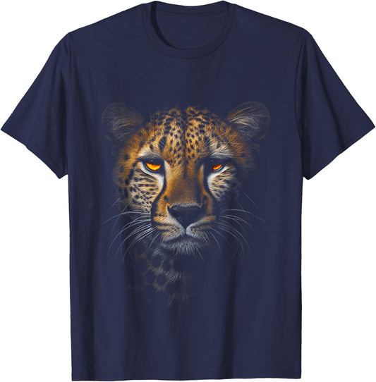 Leopard Cheetah Tiger Leopard Face Lion Cat T-Shirt - T-Shirt | Navy