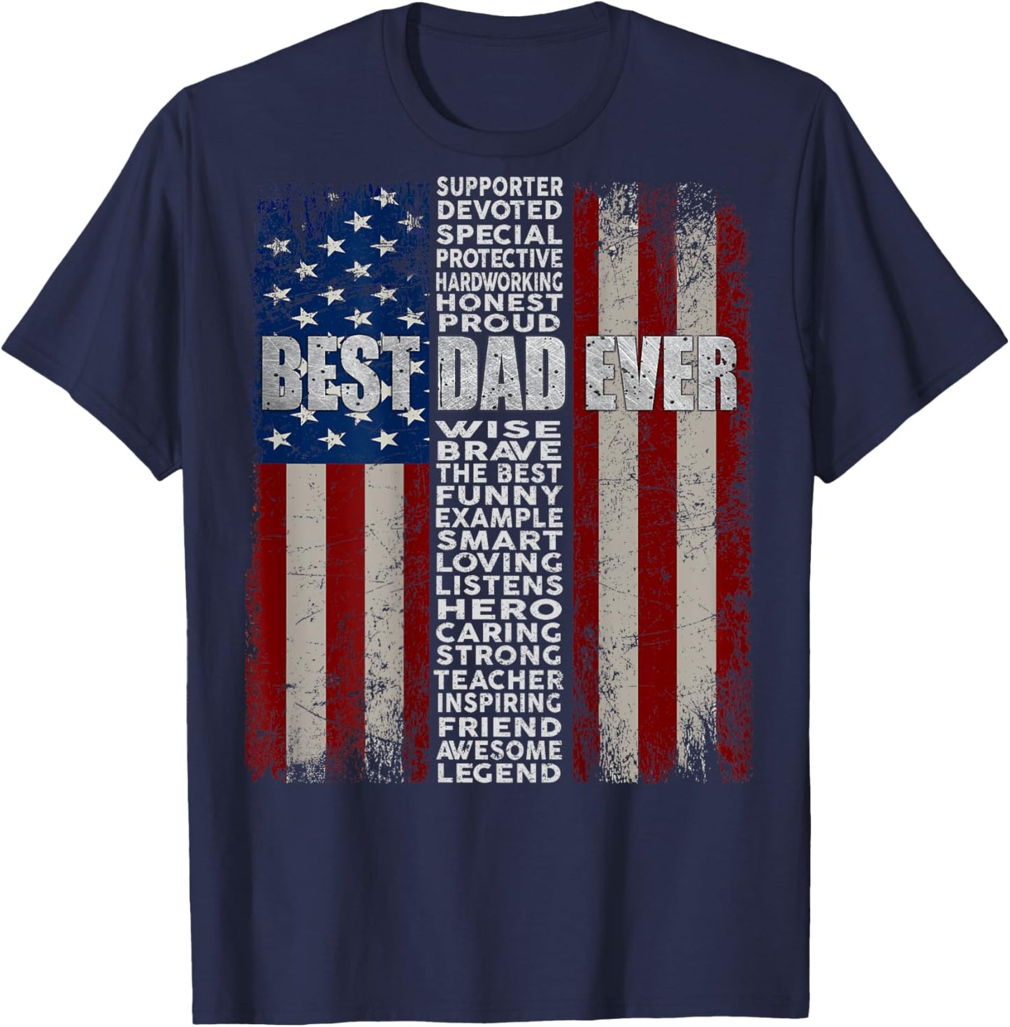 Dad American Flag Father's Day 4th of July Gift Father Daddy T-Shirt - T-Shirt | Navy