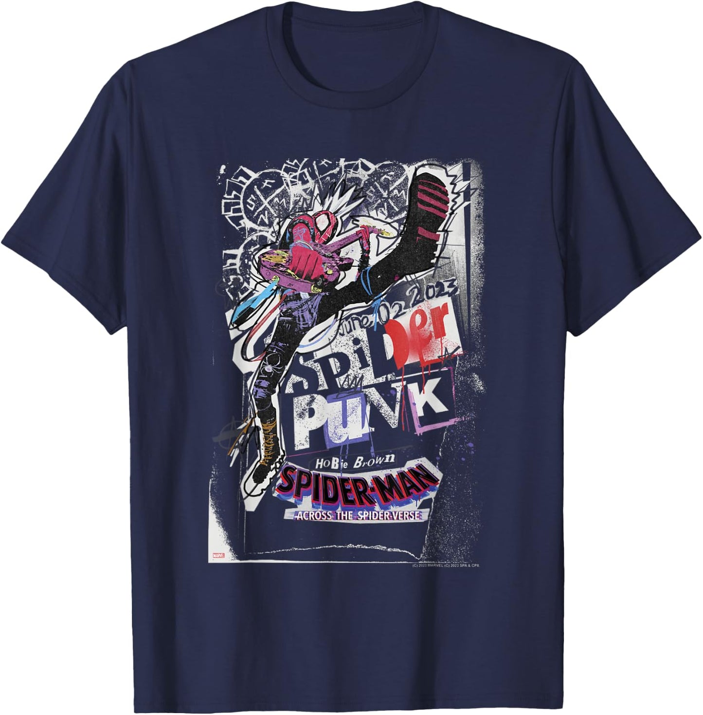 Marvel Spider-Man Across The Spider-Verse Part 1 Spider-Punk T-Shirt - T-Shirt | Navy