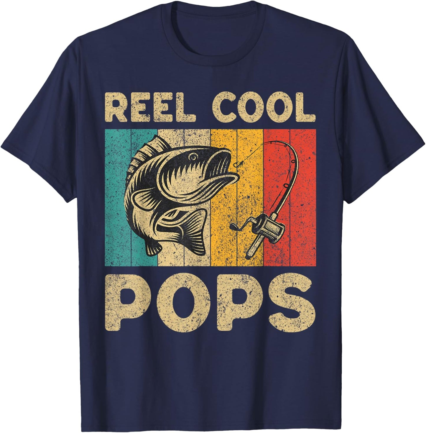 Father's Day Present Funny Fishing Reel Cool Pops T-Shirt - T-Shirt | Navy