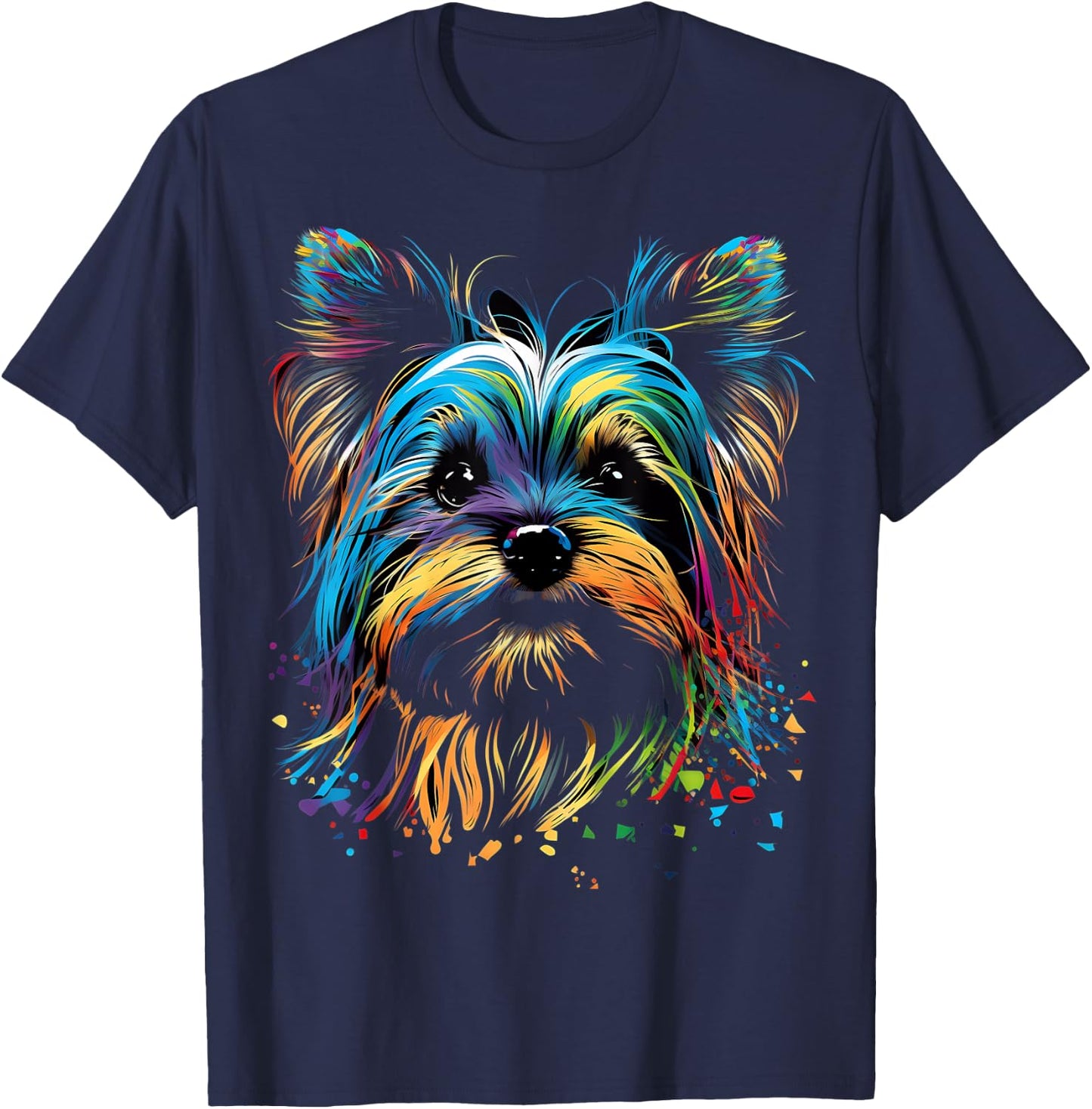 Colorful Yorkie Yorkshire Terrier Dog Face Painting Black Women Kids T-Shirt - T-Shirt | Navy