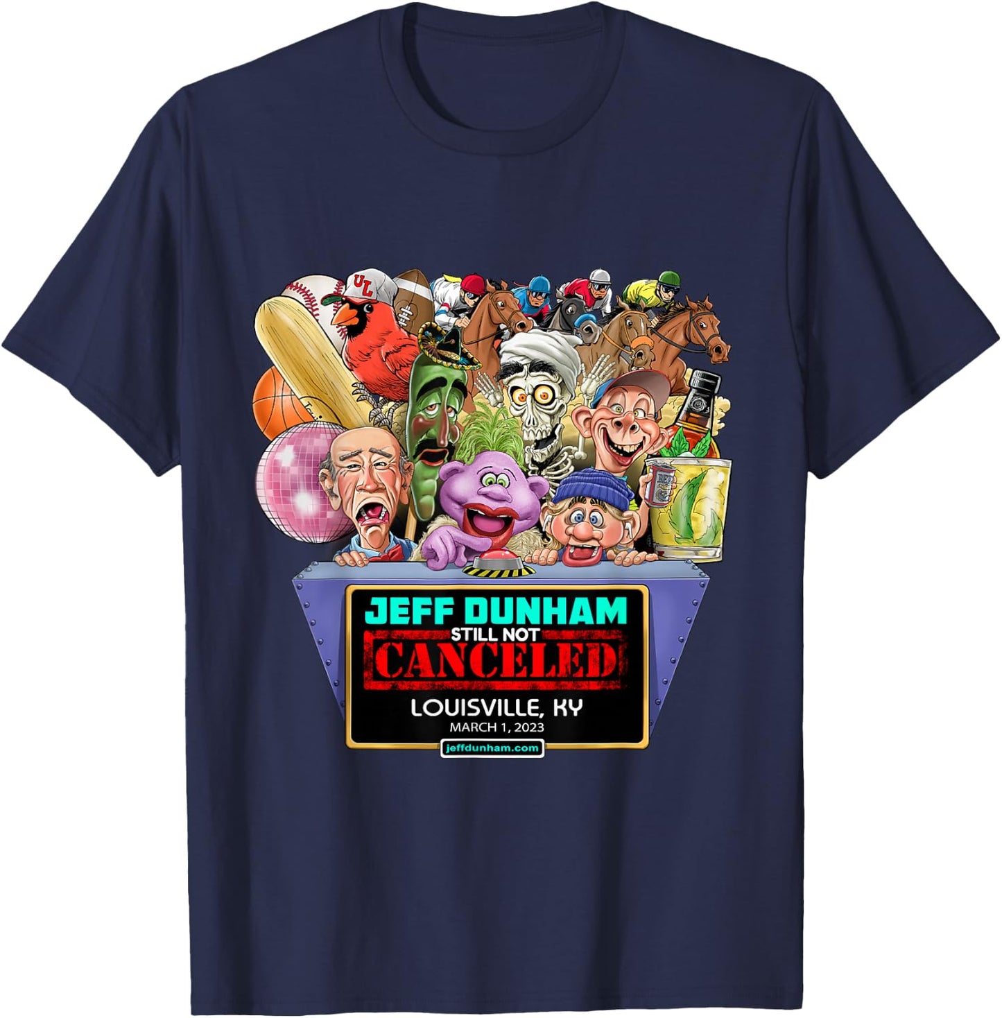 Jeff Dunham Louisville, KY (2023) T-Shirt - T-Shirt | Navy