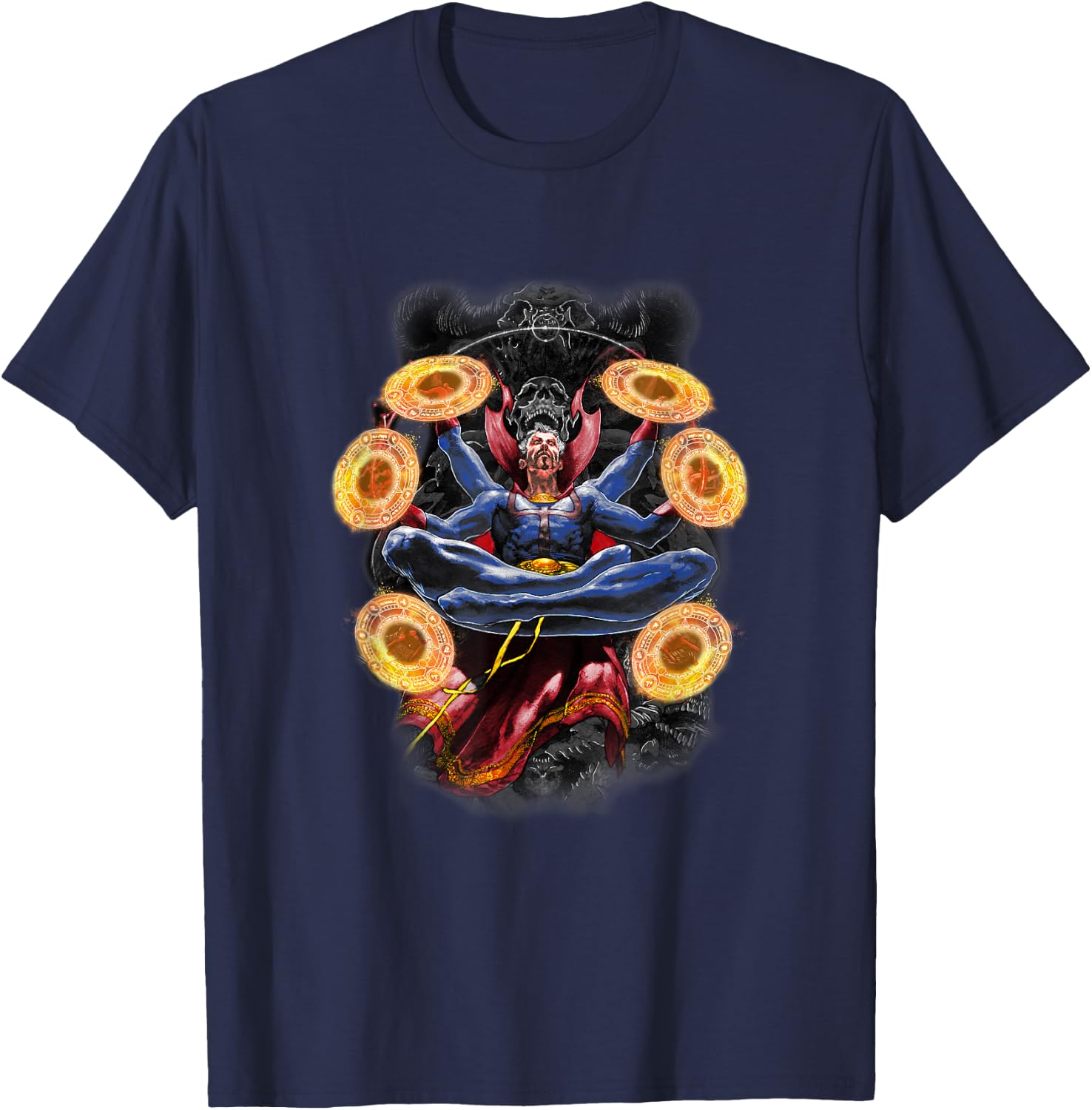 Marvel Comics Retro Classic Dr. Strange Dark Multi-Arms Epic T-Shirt - T-Shirt | Navy