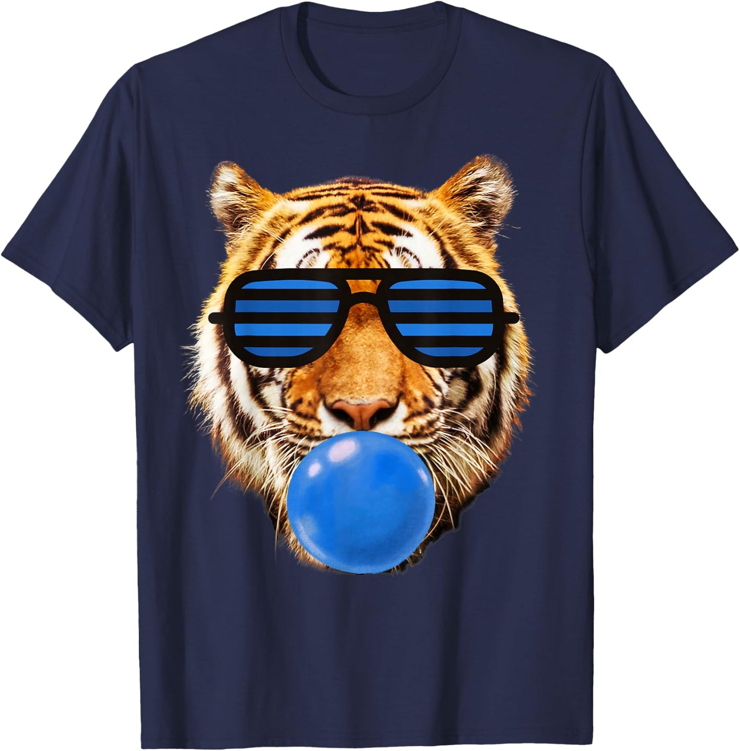 Blue Gum Tiger Stripe Cute Tiger face Women T-Shirt - T-Shirt | Navy