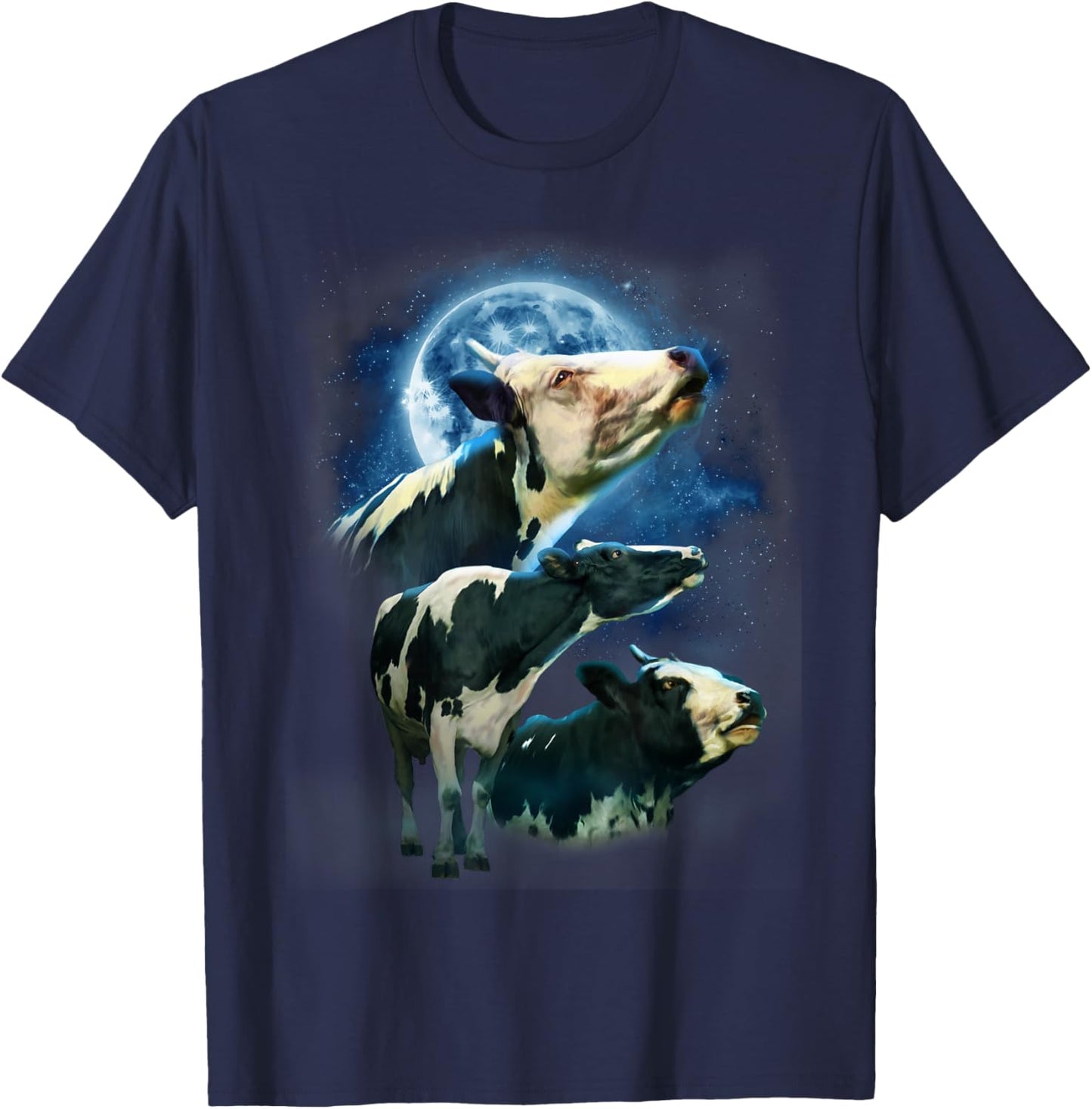 Funny Cow Shirt - Funny Cows Howling at the Moon T-Shirt - T-Shirt | Navy