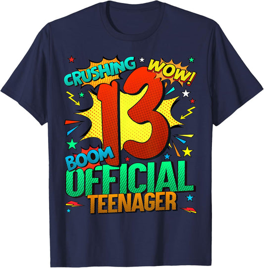 Official Teenager 13th Birthday Comic Awesome Since 2010 T-Shirt - T-Shirt | Navy