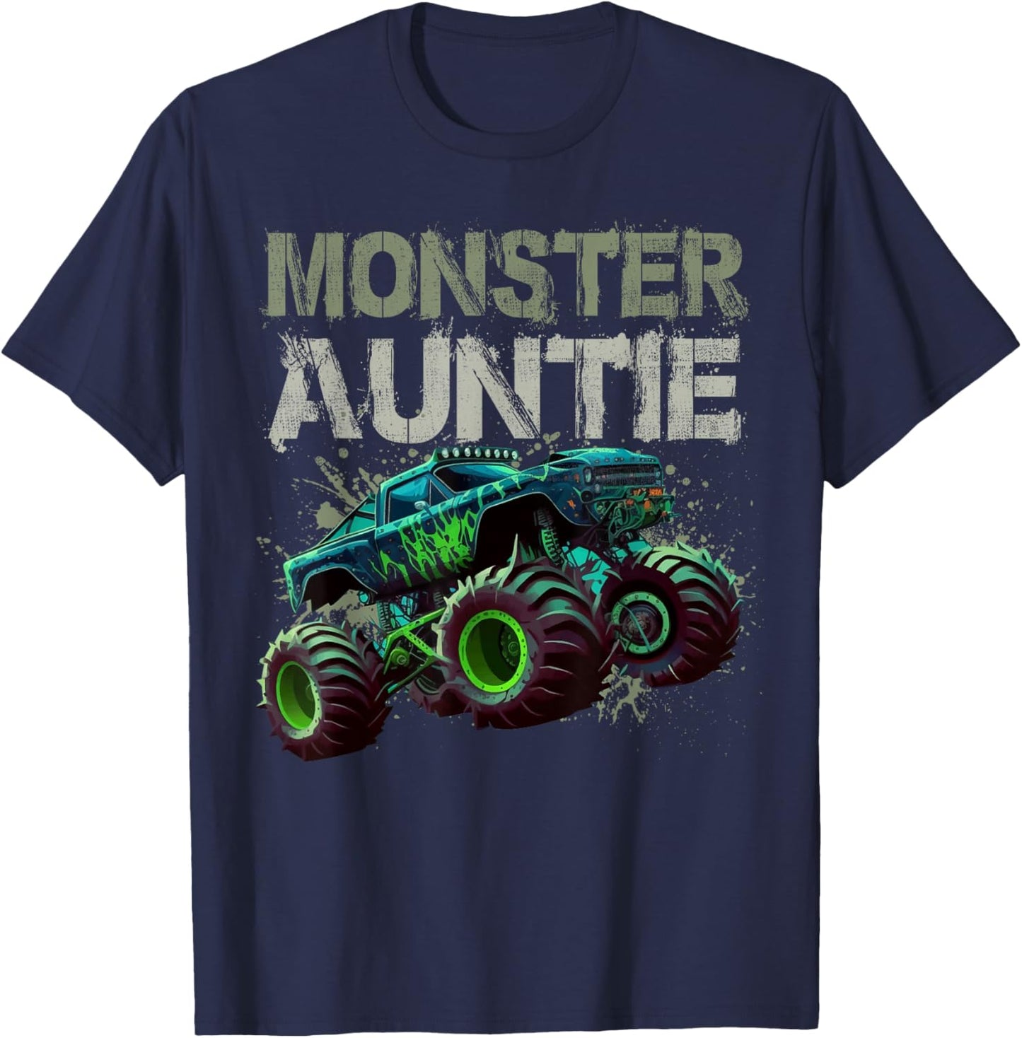 Monster Truck Auntie Family Matching Monster Truck Lovers T-Shirt - T-Shirt | Navy