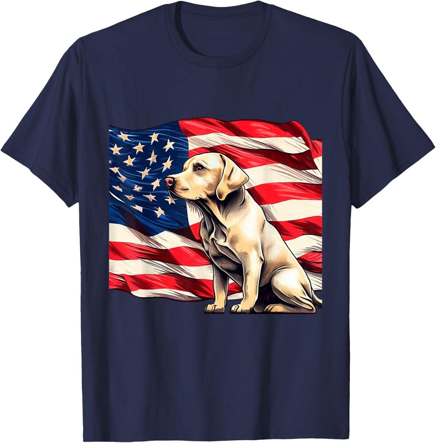 Patriotic Labrador American Flag T-Shirt - T-Shirt | Navy
