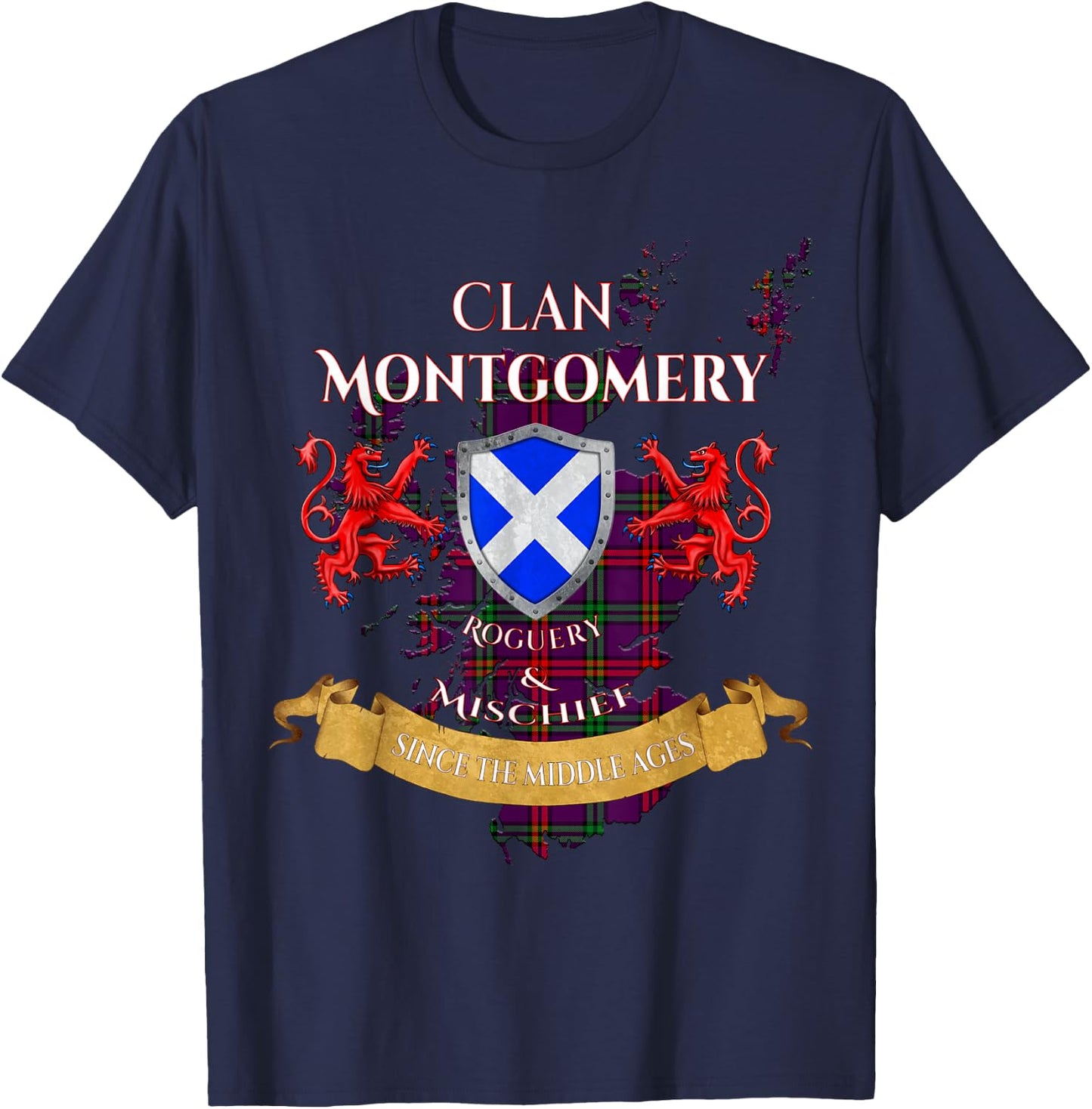 Montgomery Scottish Family Clan Middle Ages Mischief T-Shirt - T-Shirt | Navy