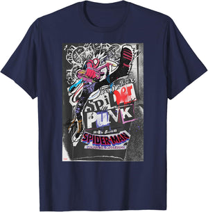 Marvel Spider-Man: Across The Spider-Verse Hobie Poster T-Shirt - T-Shirt | Navy