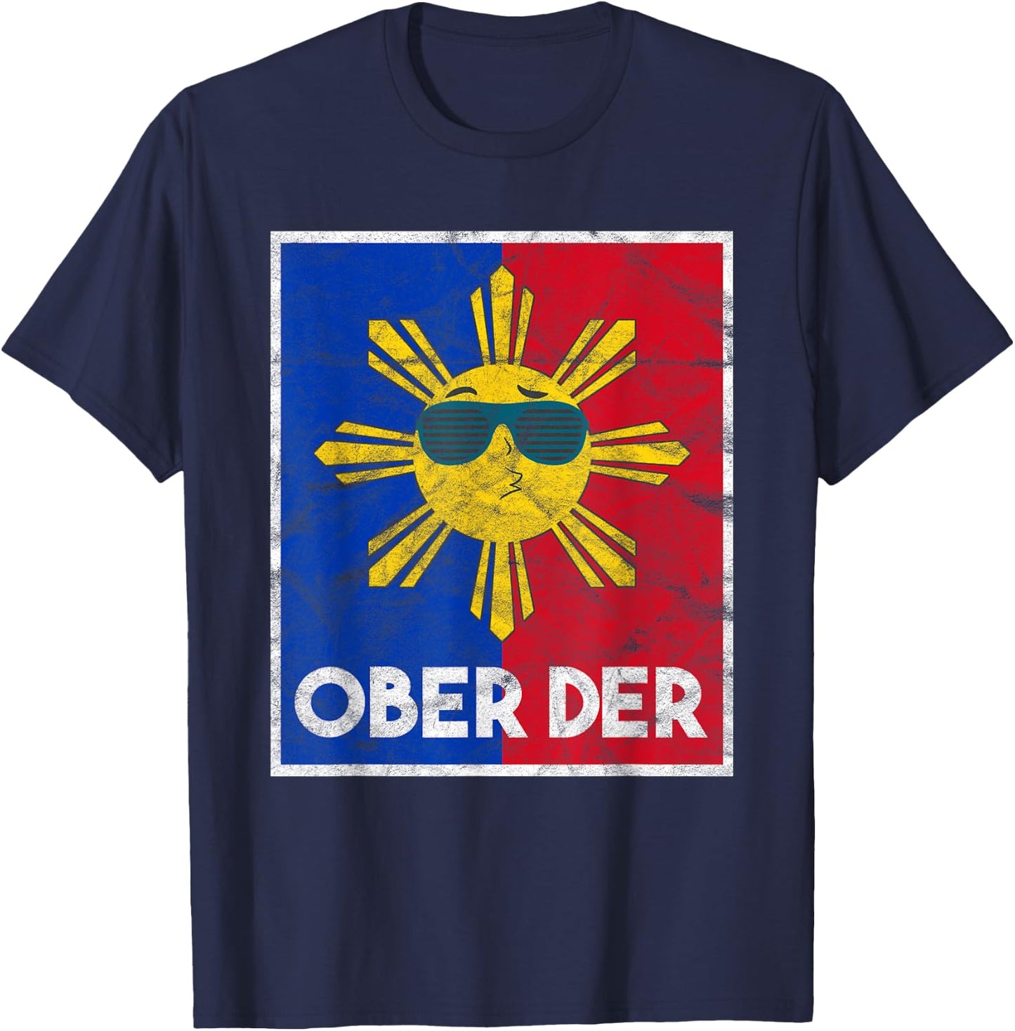 Philippines Filipina Pride Filipino Flag Ober Der Sun T-Shirt - T-Shirt | Navy