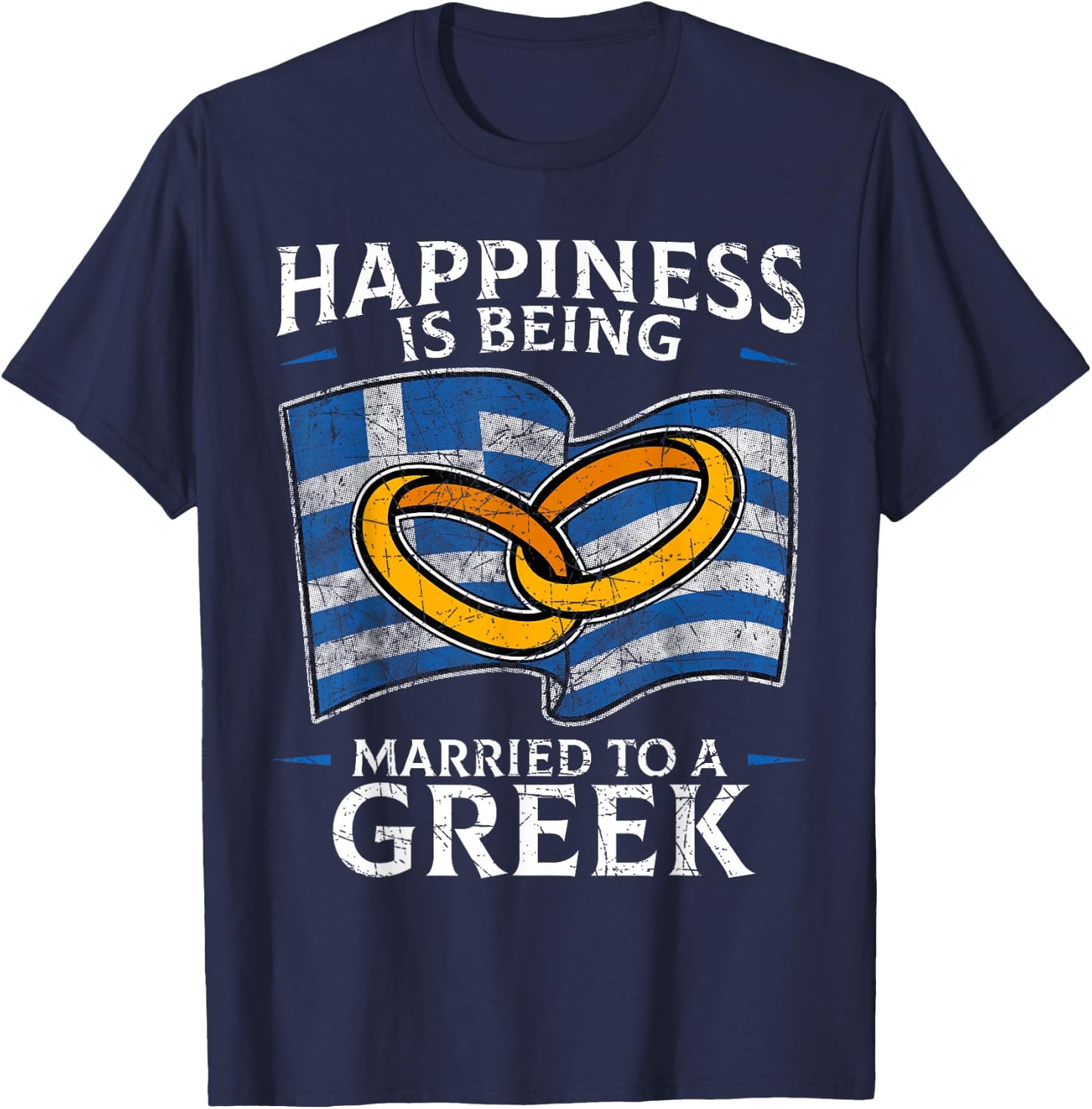 Greek Marriage Greece Married Heritage Flag Culture Roots T-Shirt - T-Shirt | Navy