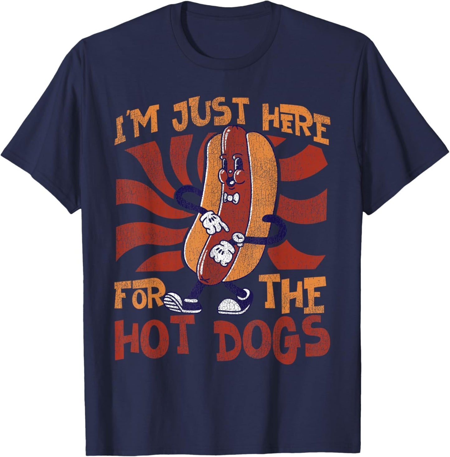 Hot Dog Adult I'm Just Here for The Hot Dogs T-Shirt - T-Shirt | Navy