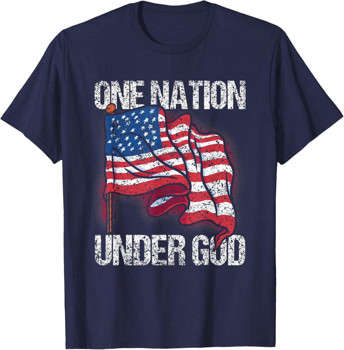 One Nation Under God American Usa Us America Patriotic Us T-Shirt - T-Shirt | Navy