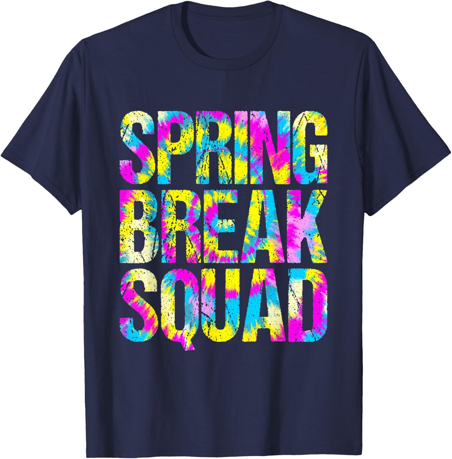 Spring Break Squad Matching Group Colorful Tie Dye T-Shirt - T-Shirt | Navy