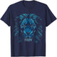 Lion Art Blue Eyes - Animal Motif Zoo Lion T-Shirt - T-Shirt | Navy