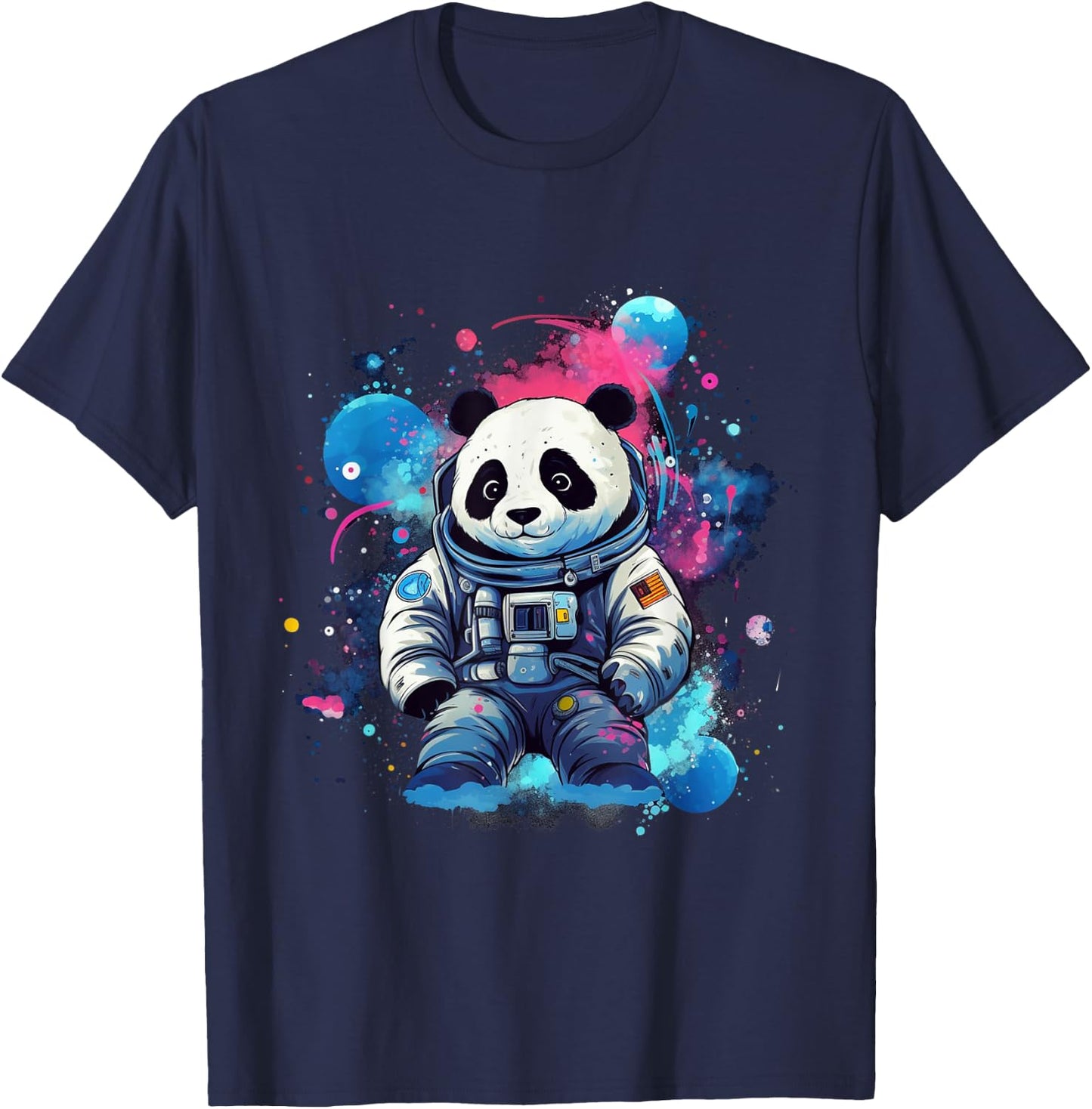Panda Astronaut Floating Through Outer Space Pandas T-Shirt - T-Shirt | Navy