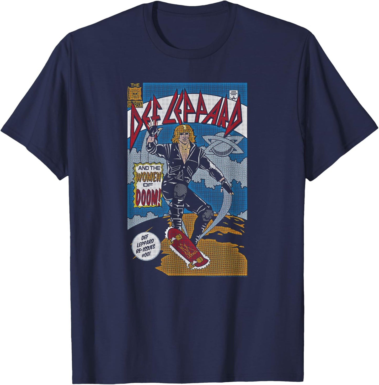 Def Leppard -Adults Comic - Black, Small T-Shirt - T-Shirt | Navy
