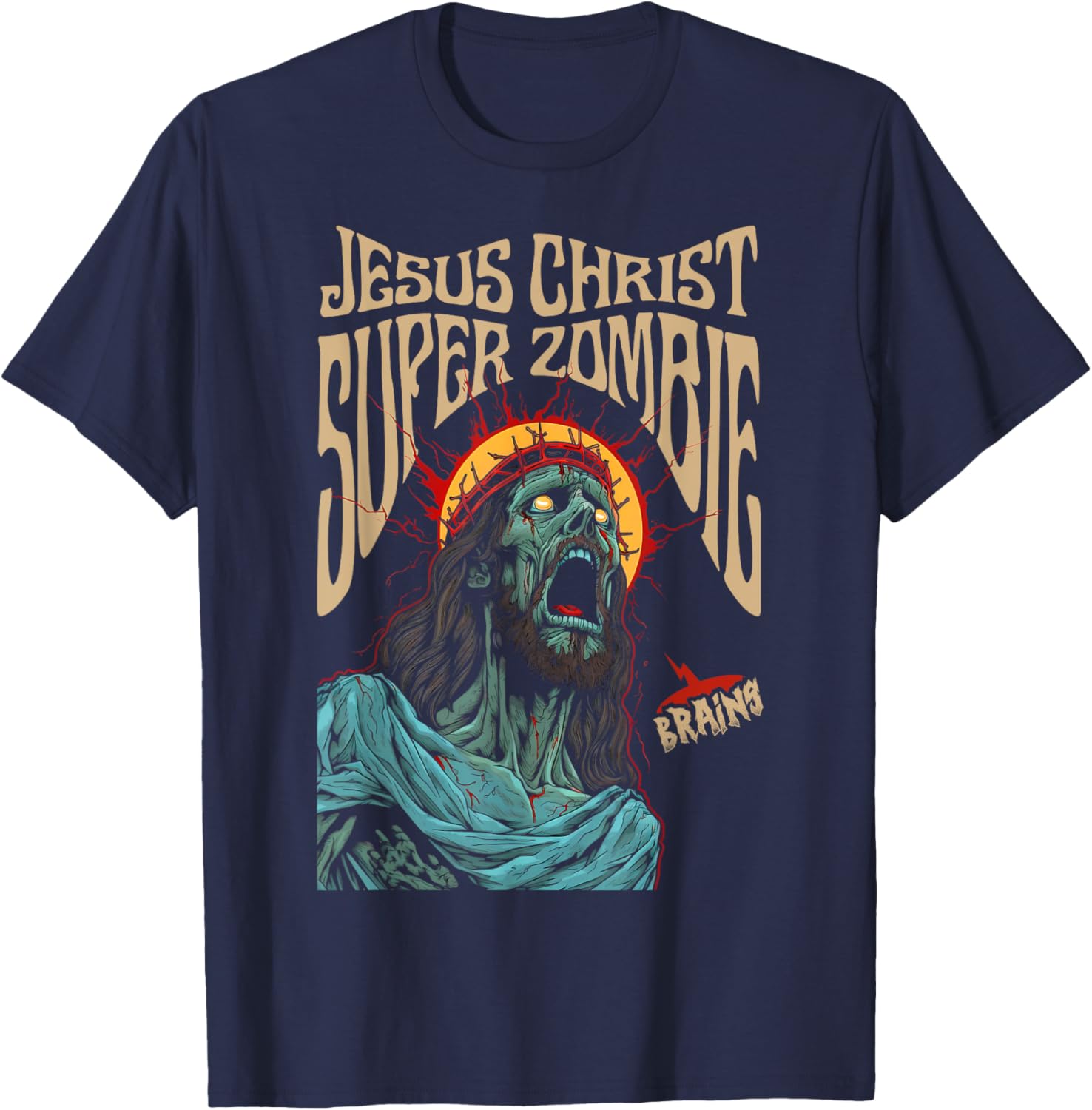 Jesus Christ Super Zombie T-Shirt - T-Shirt | Navy