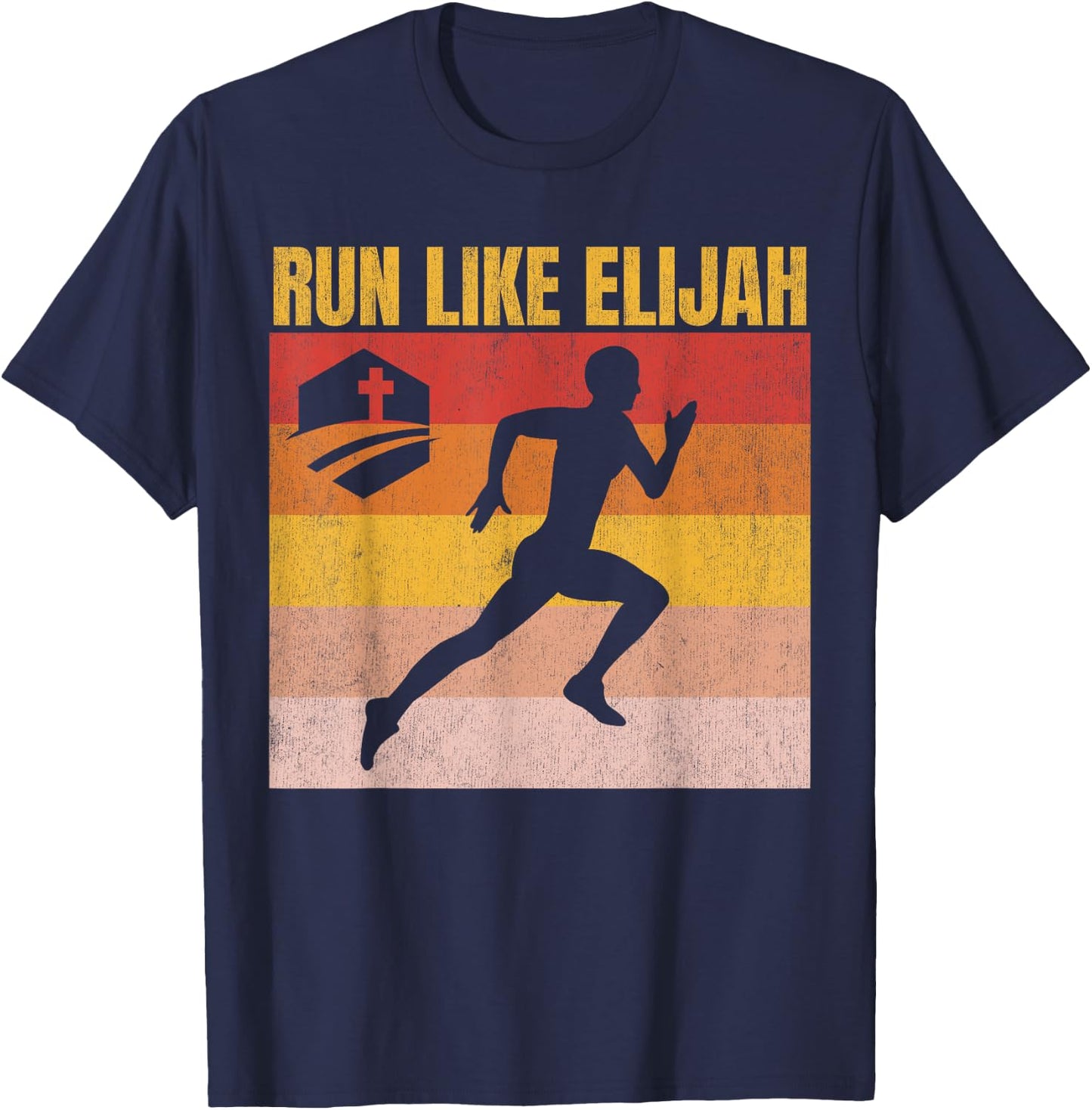 Christian Running, Run Like Elijah, Christian Runner T-Shirt - T-Shirt | Navy