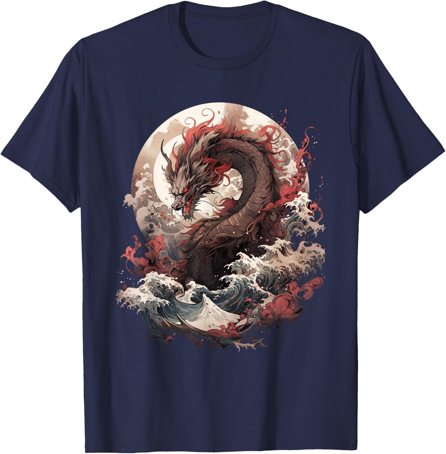 Japanese Aesthetic Dragon japanese art Japan Tattoo T-Shirt - T-Shirt | Navy