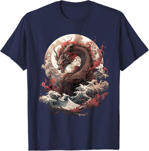 Japanese Aesthetic Dragon japanese art Japan Tattoo T-Shirt - T-Shirt | Navy