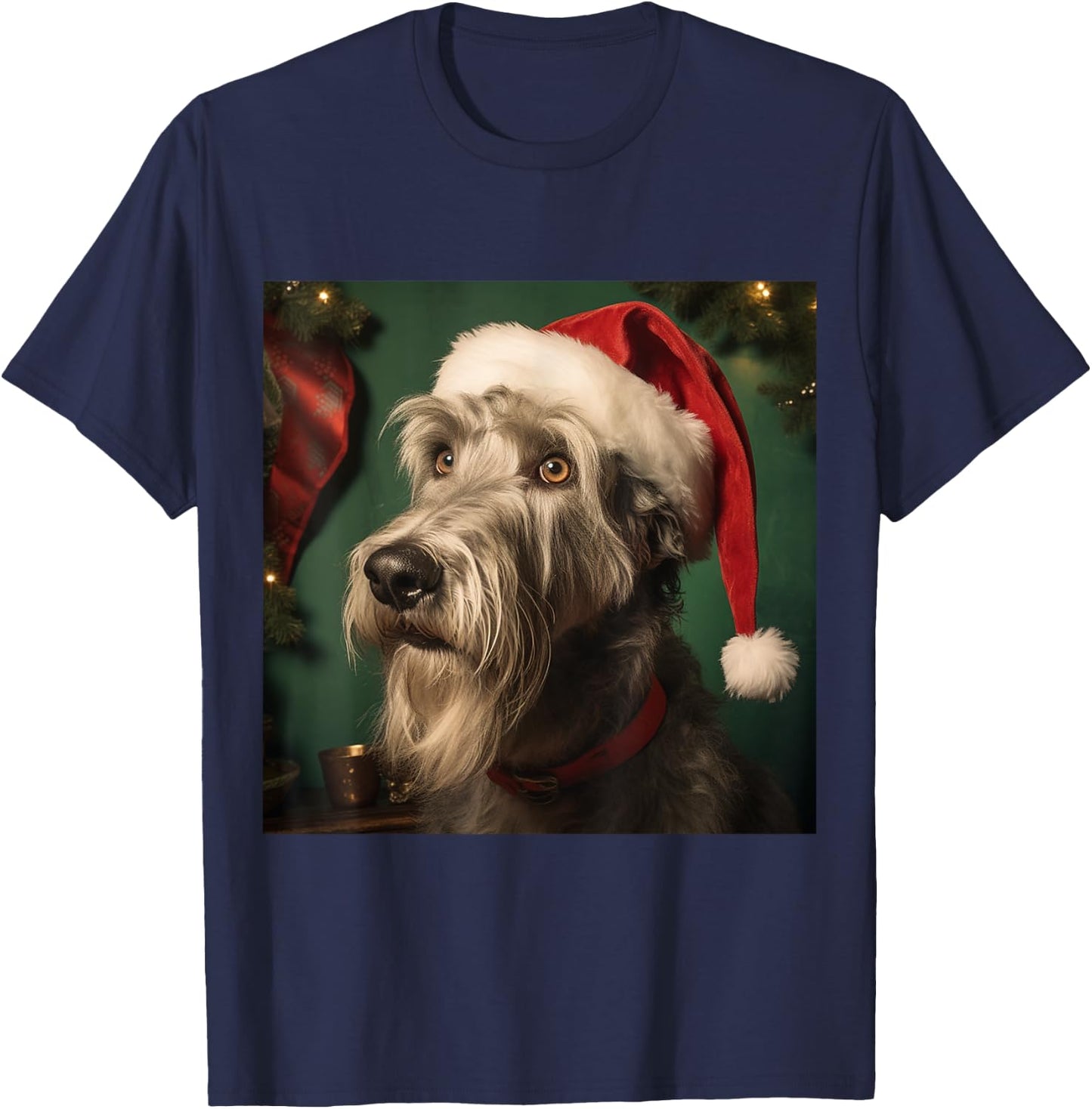 Christmas Irish Wolfhound - Irish Wolfhound Christmas T-Shirt - T-Shirt | Navy