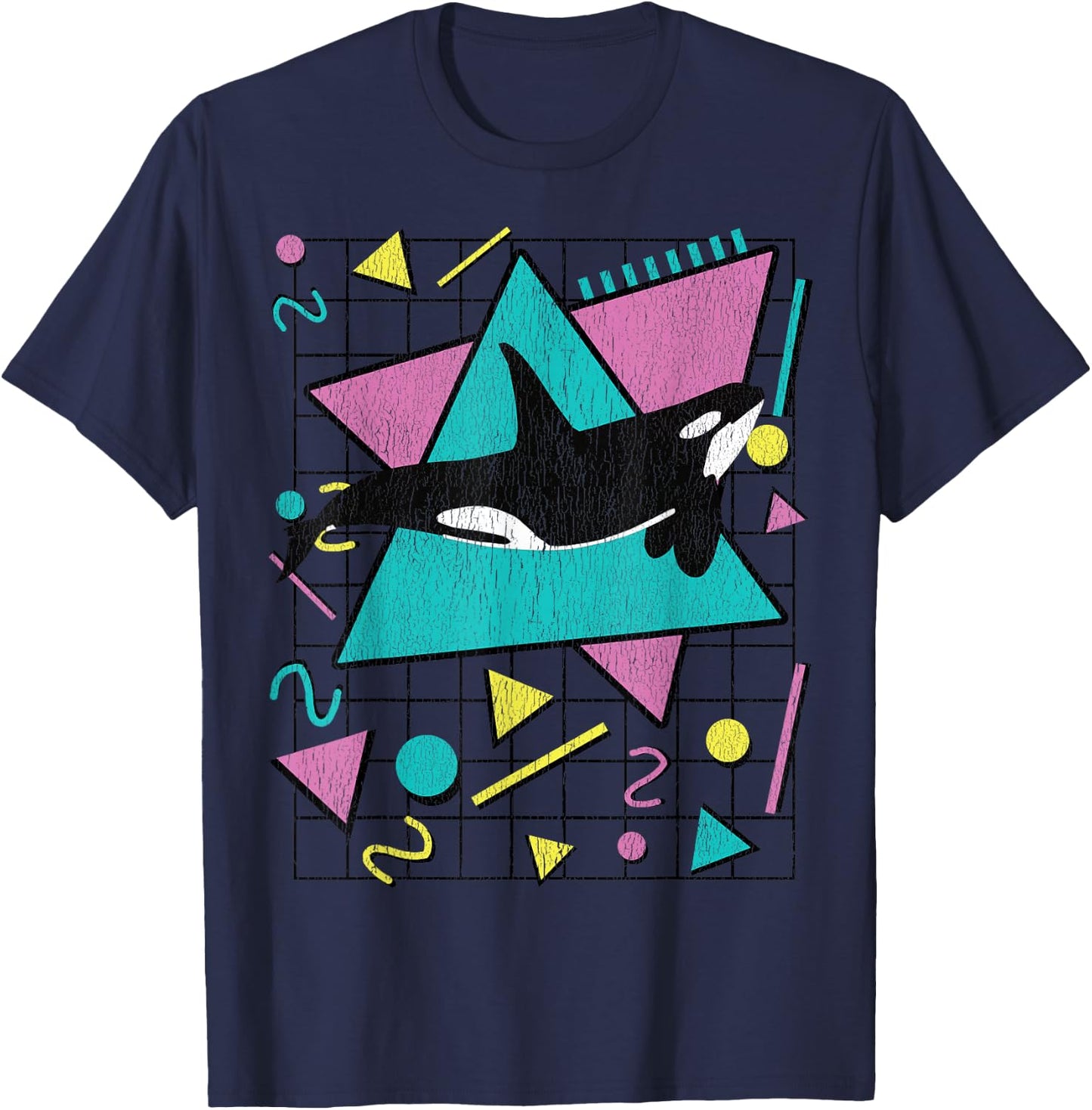 Orca Killer Whale Vintage 90s Retro 1990s Aesthetic Vibes T-Shirt - T-Shirt | Navy