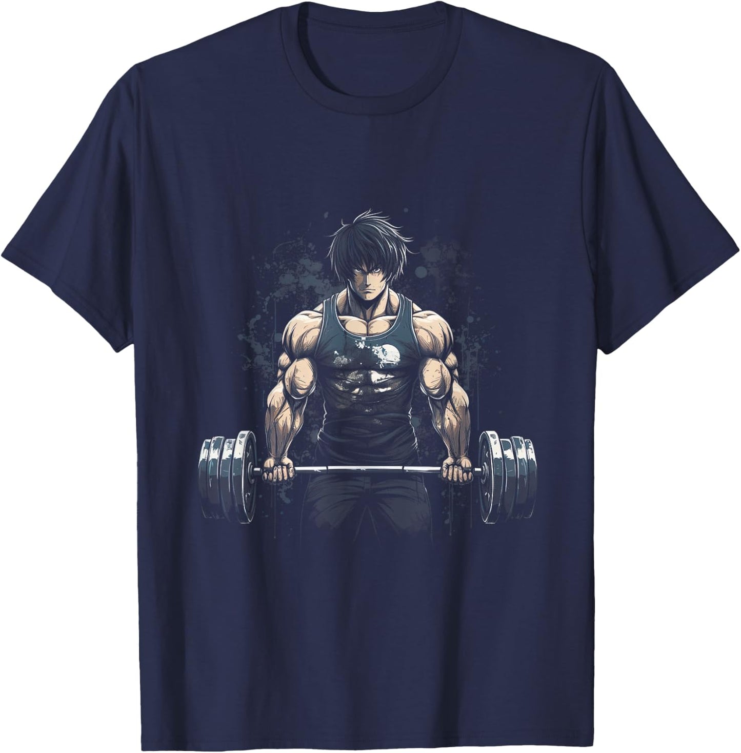 Anime Young Deadlift Fitness Motivation Strenght T-Shirt - T-Shirt | Navy