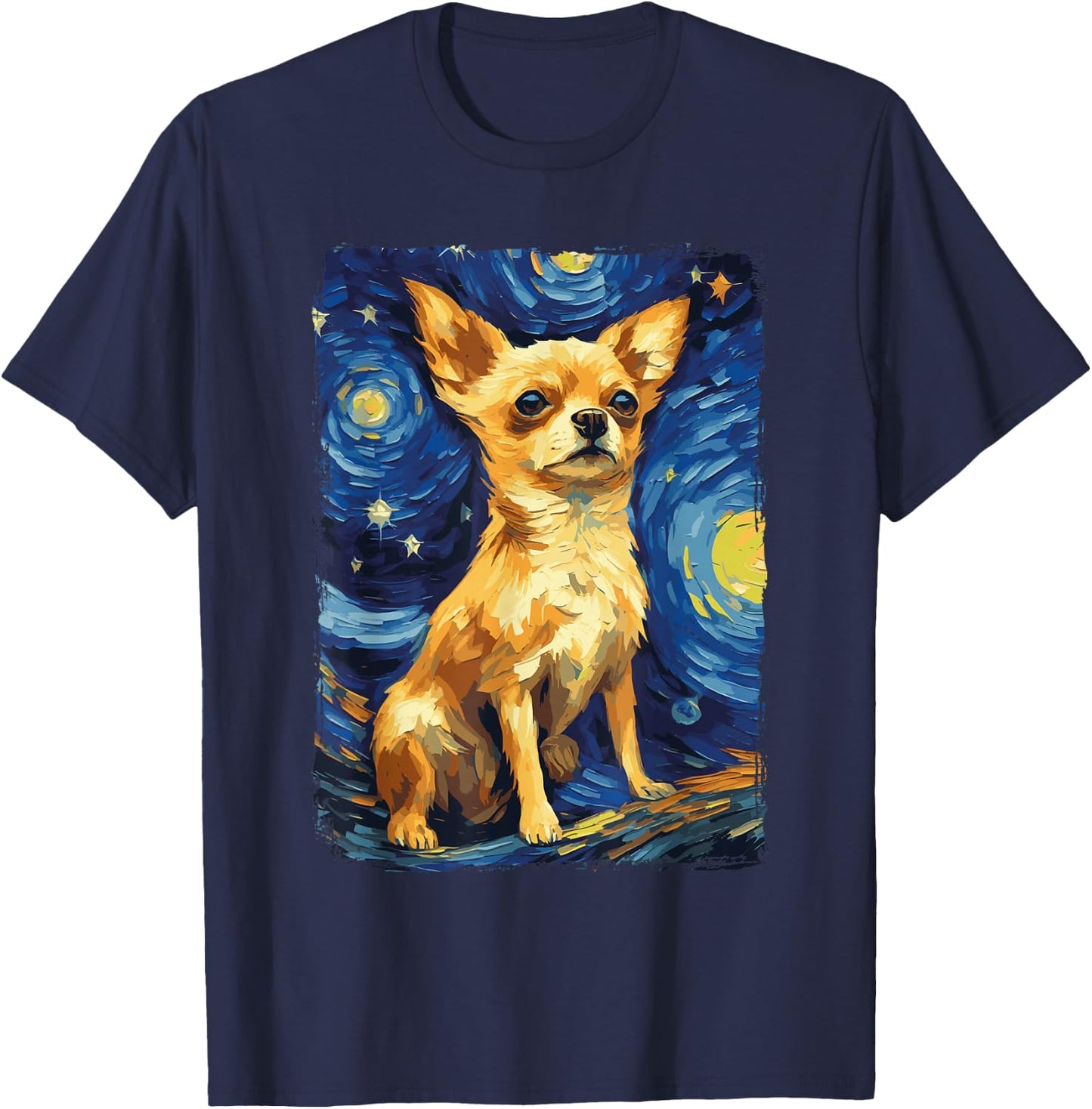 Chihuahua Starry Night T-Shirt - T-Shirt | Navy