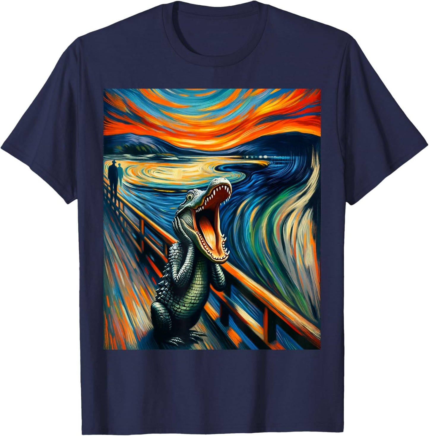 Expressionist Shirt for Alligator Lovers Artistic Alligator T-Shirt - T-Shirt | Navy