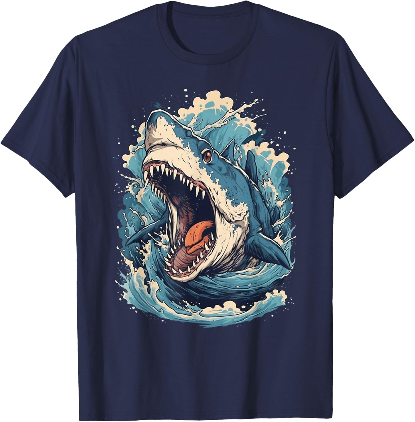 Great White Shark | Shark Lover Graphic T-Shirt - T-Shirt | Navy