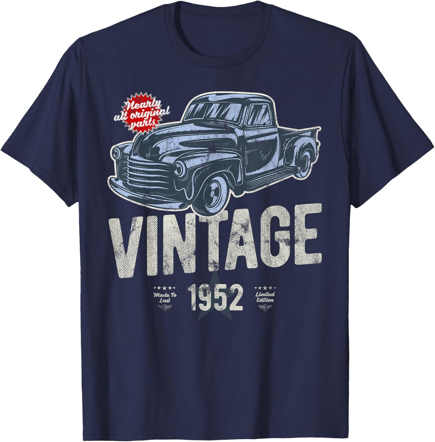 Vintage, Born 1952, 70th Birthday, Classic Pick Up Truck T-Shirt - T-Shirt | Navy