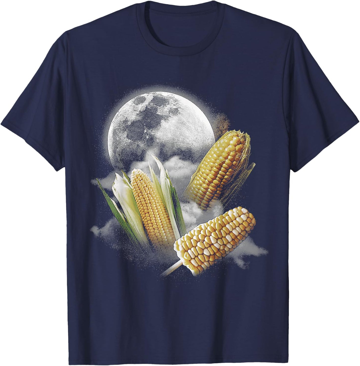 Corn At Moon 3 Wolfs Funny Wolves Parody T-Shirt - T-Shirt | Navy