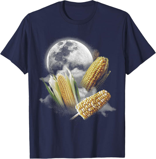 Corn At Moon 3 Wolfs Funny Wolves Parody T-Shirt - T-Shirt | Navy
