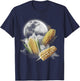 Corn At Moon 3 Wolfs Funny Wolves Parody T-Shirt - T-Shirt | Navy