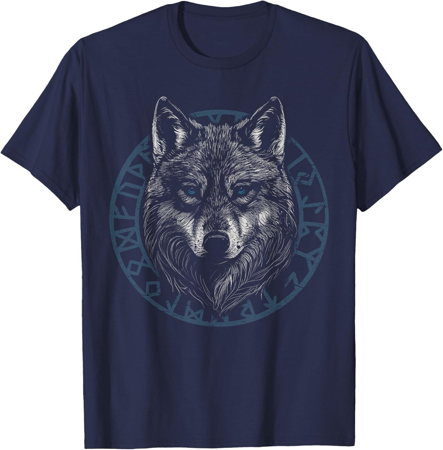 Wolf Viking Runes Nordic Celtic Wolf Lover T-Shirt - T-Shirt | Navy