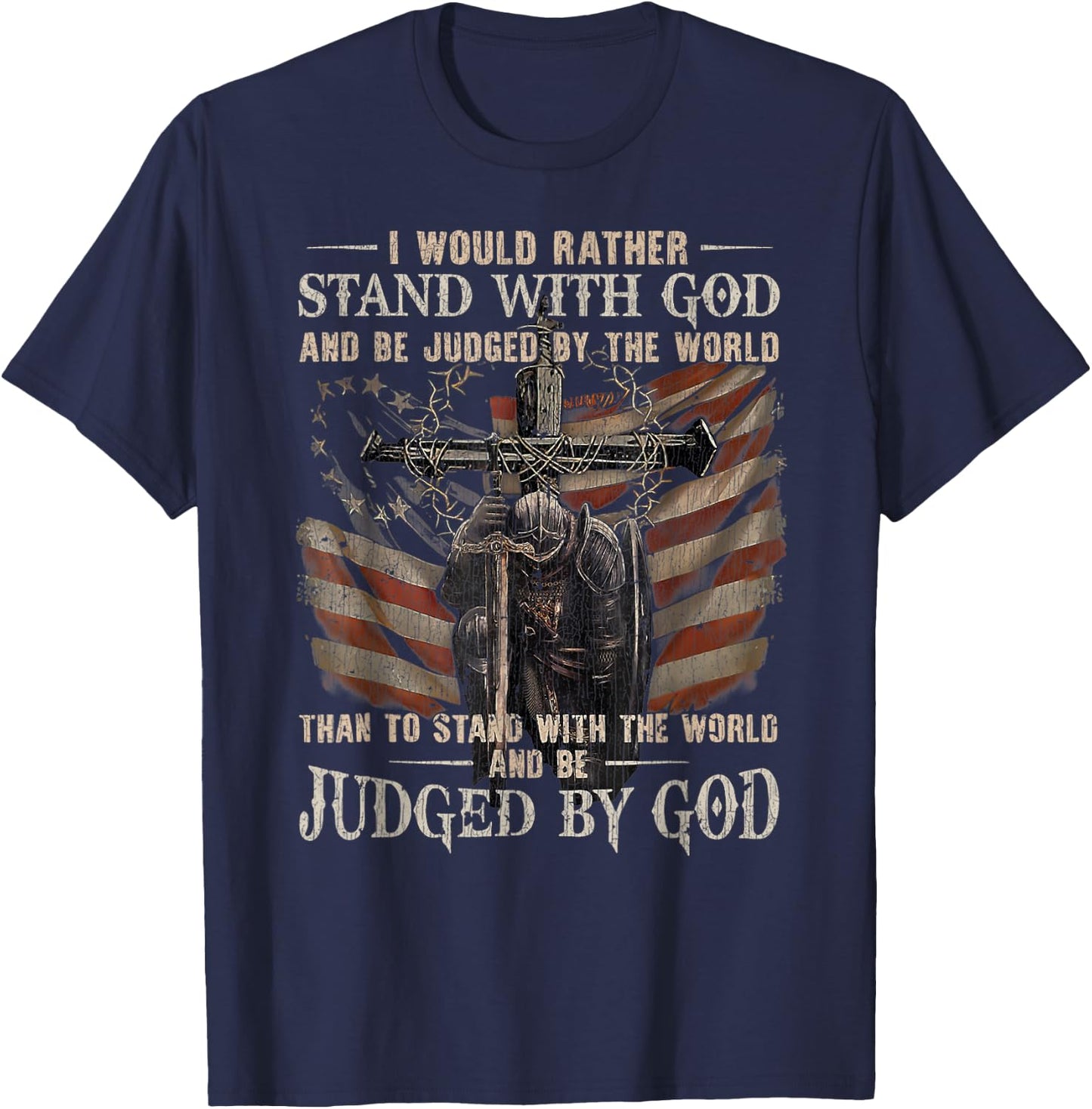 Vintage I Would Rather Stand With God And Be Judged By The W T-Shirt - T-Shirt | Navy
