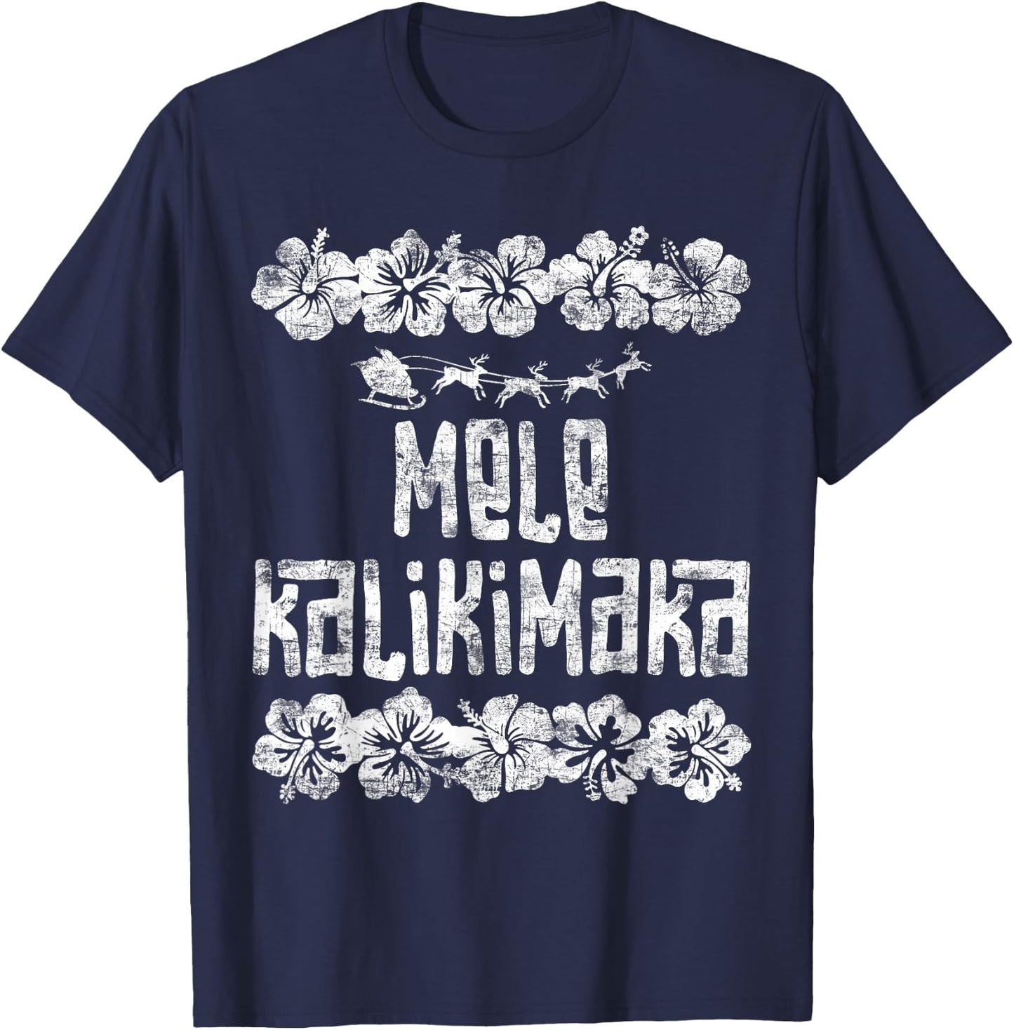Mele Kalikimaka Hawaii Christmas Santa Beach Women Kids T-Shirt - T-Shirt | Navy