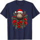 Christmas New Zealand Kiwi Bird Santa Hat Pohutukawa Tree T-Shirt - T-Shirt | Navy