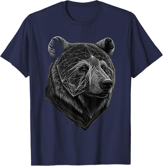 Bear wild animals art animal print animal motif bear T-Shirt - T-Shirt | Navy