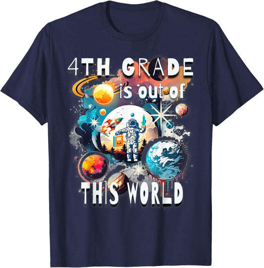 4th Grade Is Out Of This World Back To School Astronaut T-Shirt - T-Shirt | Navy