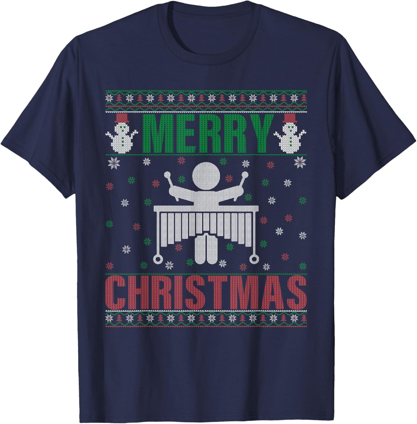Family Xmas Pajamas Matching Marimba Player Ugly Christmas T-Shirt - T-Shirt | Navy