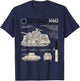 Sherman Tank World War 2 Blueprint T-Shirt - T-Shirt | Navy